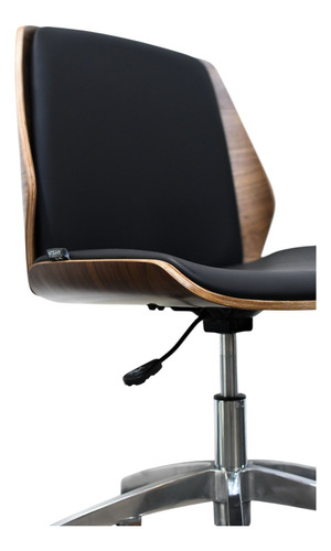 Silla Oficina Ejecutiva Wood Regulable Giratoria Baires4 Color Negro Material del tapizado Cuero sintético