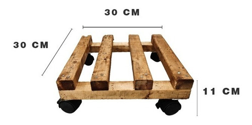 Imagen 2 de 7 de Base Soporte De Maceta De Madera Con Ruedas 25x25cm