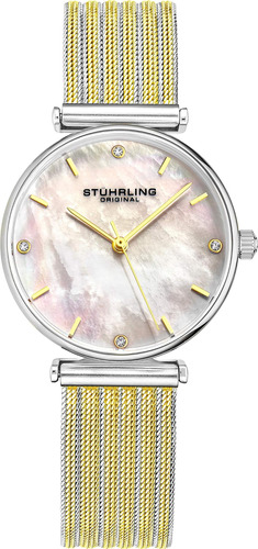 Stuhrling Gold Reloj De Pulsera Para Mujer Caja En Tono Plat