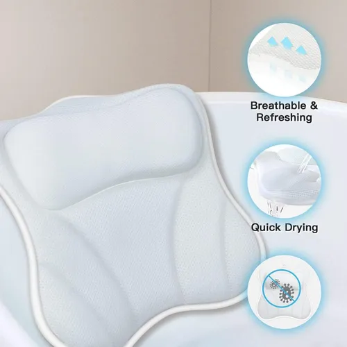 W Almohada Para Bañera Soporte Cuello Espalda Reposacabeza