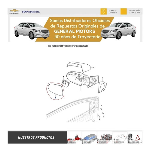 Imagen 4 de 9 de Vidrio Espejo Izq Onix / Prisma Chevrolet 100%