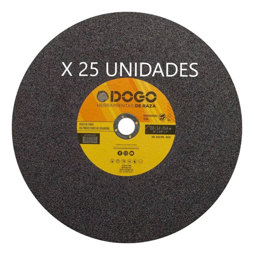 Disco De Corte Para Sensitiva 355x3.2x25.4 Caja X 25 Un Dogo