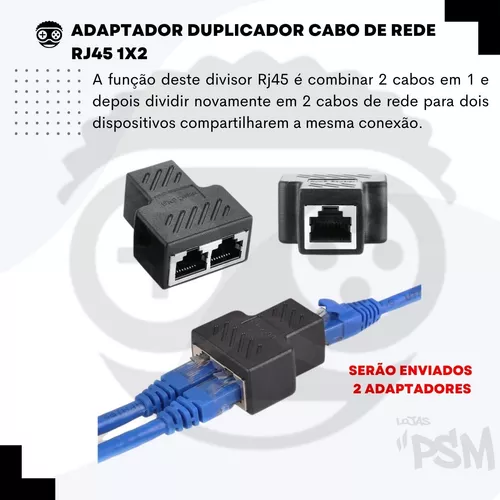 Emenda Extensor Duplicador Rj45 Cabo Rede Internet Kit C/ 2