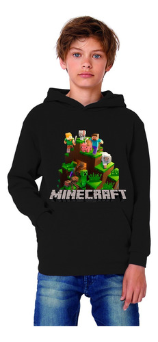 Polerón Canguro Capucha Minecraft Estampada Dtf Cod 001