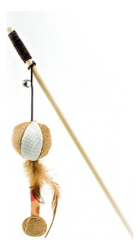 Juguete Gato Pawffy Stick Cuerda Cascabel Raton Plumas Sunny Color Dorado