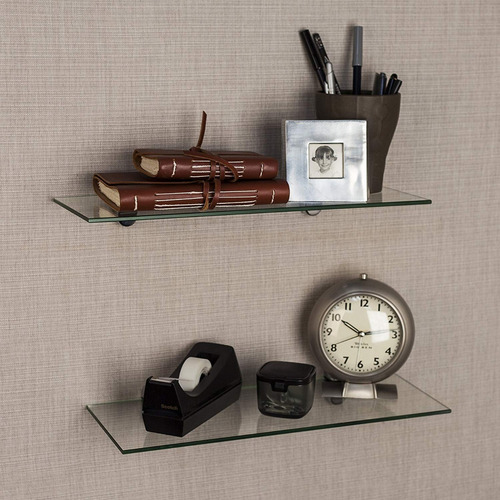 Set 2 Repisas De Cristal Rectangulares + Soportes - Calidad