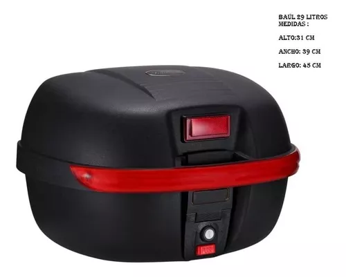 Baul Moto Premium 29l Desmont. Respaldo Base Metal No Givi Top Case