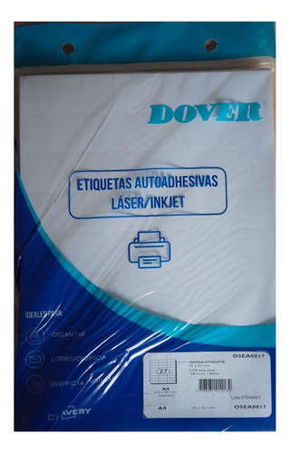 Etiqueta Autoadhesiva Dover A4 Para Impresora O5ea0017 X100