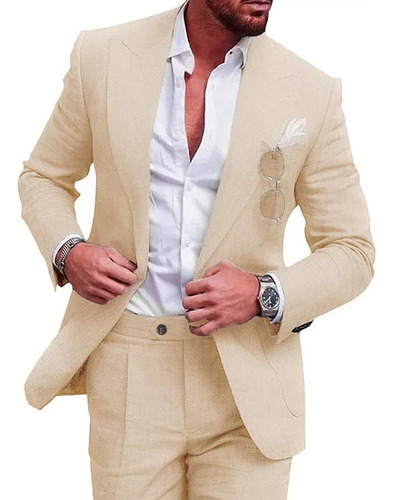 Traje Grande De Lino Con 1 Botón, Juego De 2