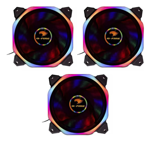 Kit 3 Fan Cooler Gamer Led Rgb 120x120mm