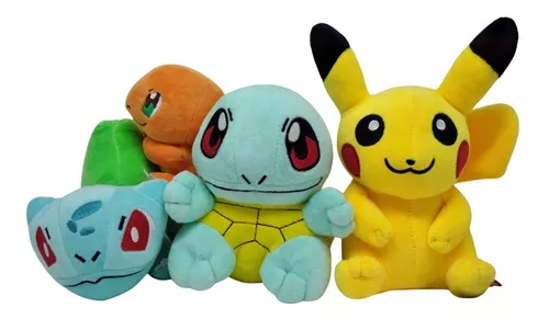 Kit 4 Pelúcia Pokemon Pikachu Coleção Amigos Turma Desenho