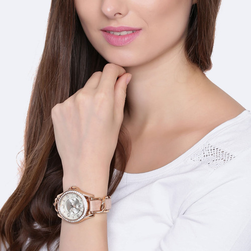 Relógio Fossil Riley Es3466 Feminino Em Couro De Aço Inoxidá