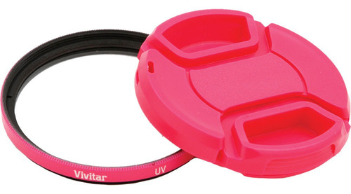 Vivitar 58mm Uv Filter And Snap-on Lens Cap (pink)