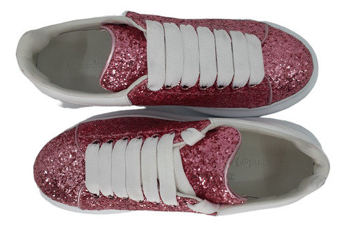 Alexander Mcqueen Tenis Multicolor Shell Glitter Oversized