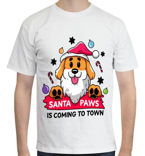 Playera Diseño Santa Paws - Santa - Perros - Navidad