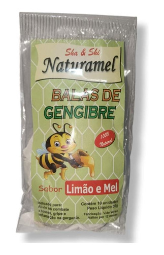 Bala De Gengibre Limão E Mel C/10 Unids - Naturamel