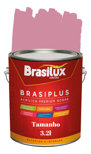 Tinta De Parede Rosa Açaí  3,2l Brasiplus Acrílica Fosca