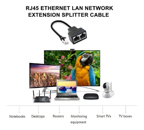 Rj45 Network Ethernet Splitter 1 2 Adaptador De Cable Mac...