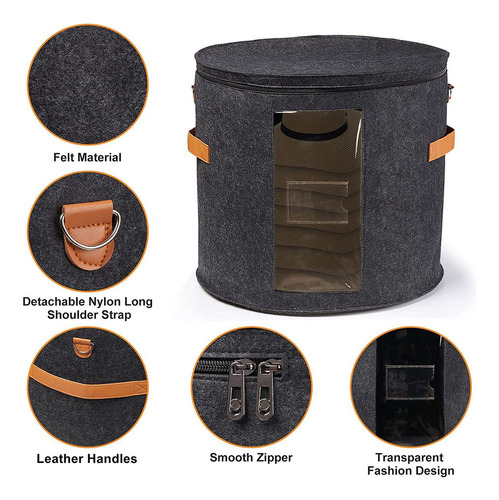 Caja Redonda Para Guardar Sombreros, Plegable, Con Tapa Para