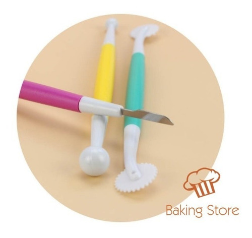 Imagen 6 de 6 de Set 3 Estecas Para Principiantes Fondant Porcelana Fría