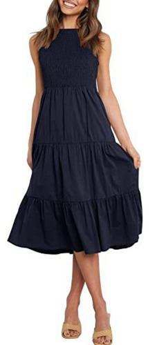 Vestido Estilo Swing Grande Con Cintura Elástica Fruncida