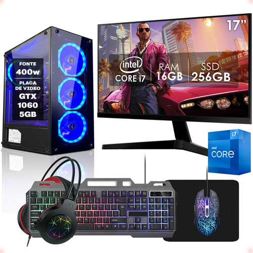 Pc Gamer Completo I7 16gb Ssd 256gb Gtx1060 17 Strong Tech