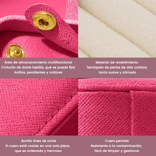 Alajero Organizador De Joyas, Joyero Mini De Viaje Cajas Rosa Chicle