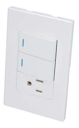 Placa Surtek P626b Con 2 Switch 1 Contacto 1/3 Blanco 10pz