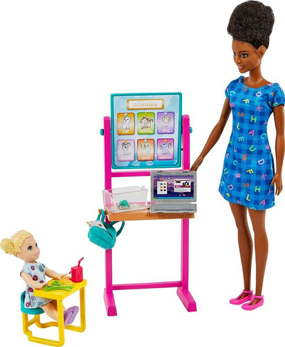 Barbie Maestra Afro De Mattel Con Alumna Y 13 Accesorios 