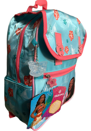 Mochila Escolar Kinder Moana La Pelicula. Color Agua Diseño De La Tela Lisa