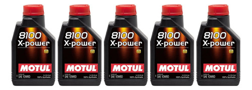 Kit 5 Óleos Motul 8100 X Power 10w60 1 Litro Sintético