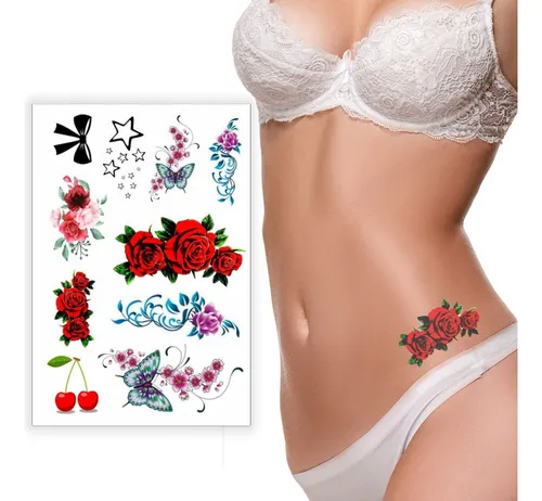 138 tatuajes temporales sexys, depilación con cera, seducción de varios colores, varios colores