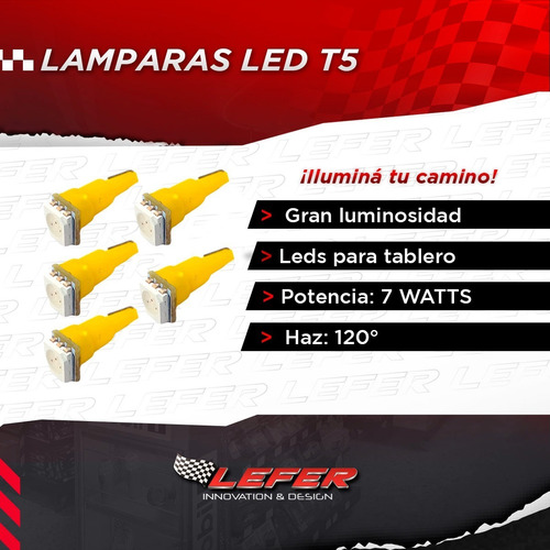 Imagen 2 de 7 de 5 Lamparas Led De Posición T5 1 Smd 5050 Para Tablero