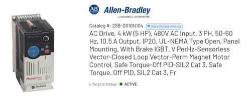 Allen-bradley 25b-d010n104 Powerflex 4.0kw/5.0hp