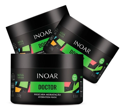 Kit 03 Máscara Hidratação H Doctor Vegan Inoar 250g