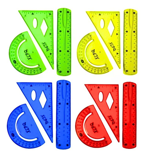 Set Escolar Útiles Geométricos Flexible X 3 Unidades De 20cm