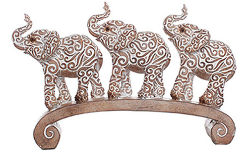 Figura Decorativa De Elefantes 6x27x17cm