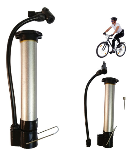 Bomba De Encher Pneu Bike Bicicleta Vertical 45psi Alumínio Cor Prateado