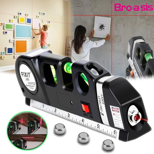 Imagen 1 de 10 de Nivelador Láser Multifuncional 3 Burbujas Regla Y Flexómetro