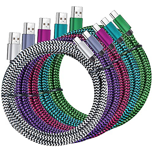 Cable Tipo Qqqqlike Usb C, 5 Pack (6ft) Nylon Cz178