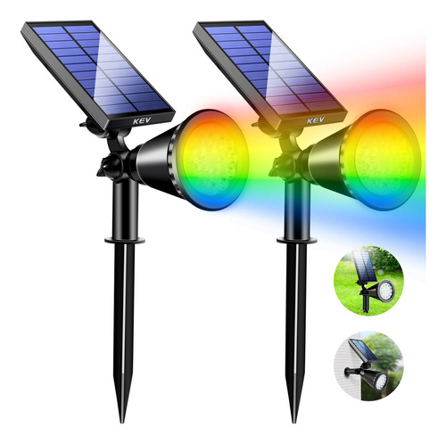 Focos Solares 18 Luces Led Inundación 8 Modos Colores Ipx65