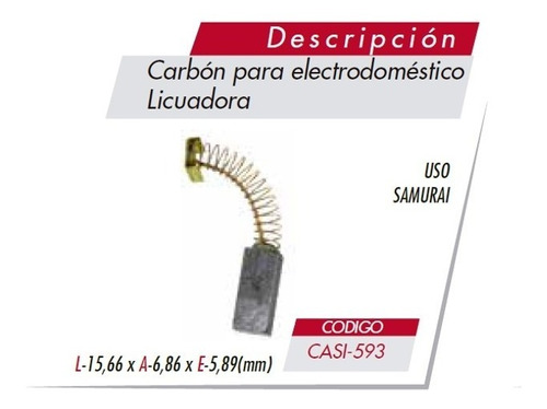 Carbon Licuadora Motor Peq Nuevo Samuray Casi-593 