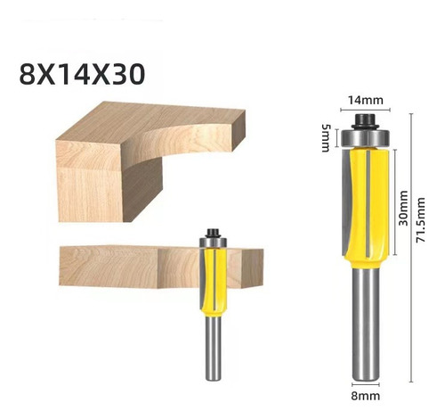 Fresa 4 Aspas Rodaje Superior 8mm X 14mm X 30mm (pack3)