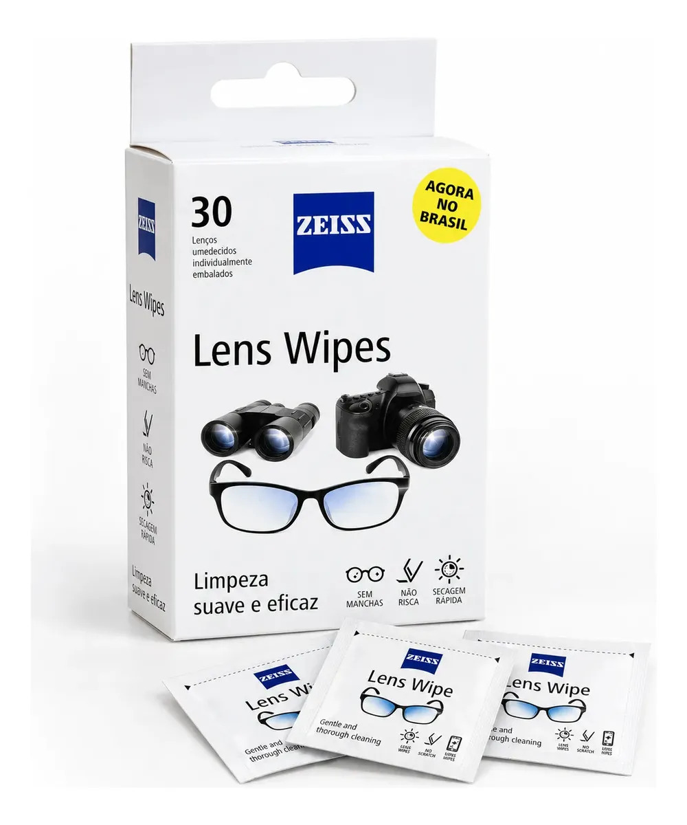 Lenços Umedecidos Zeiss Lens Wipes 30 Peças Para Óculos Lentes e dispositivos digitais