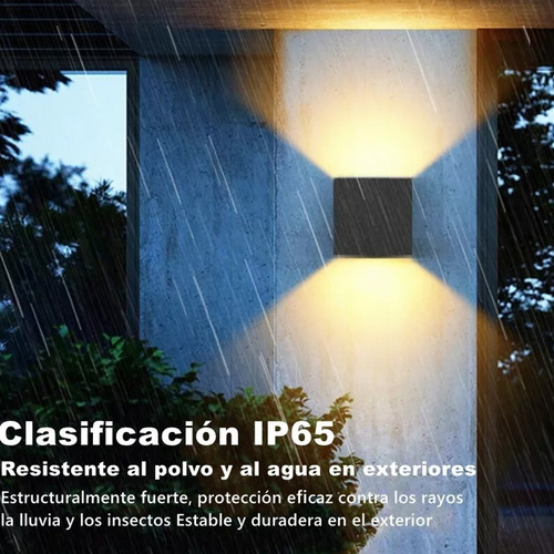 4pz Lámpara De Pared Led 6w Impermeable Foco Blanco Cálido Negro
