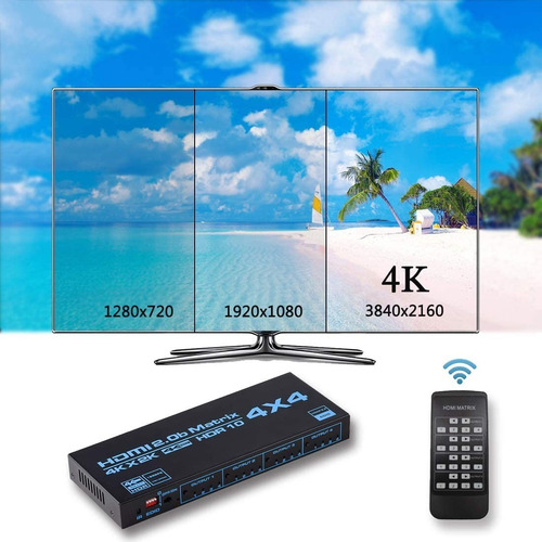 Switch Splitter Conmutador Hdmi 4k 4x4 Multiples Pantallas