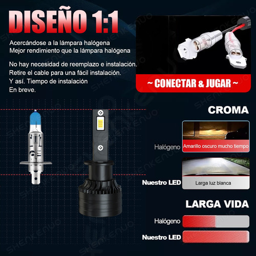 Cd H1 Kit De Focos Led Para Dodge Ram 700 16-19 Luz Alta Y