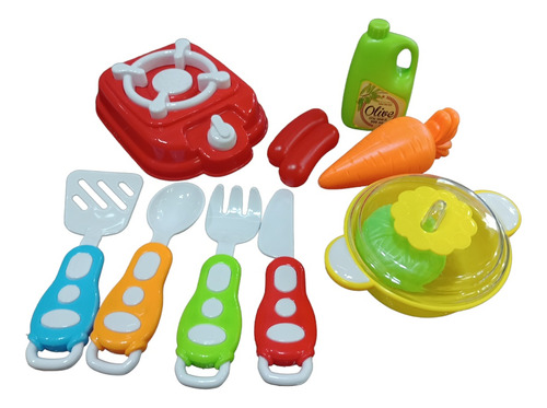 Set De Cocina 10 Piezas Juguete Cubierto Alimento Niño Juego