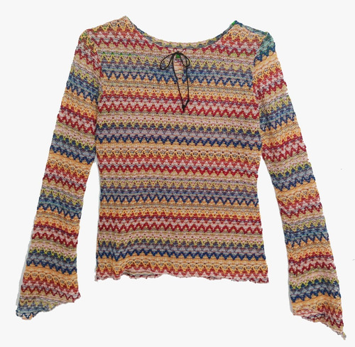 Blusa Remera Calada Tejida Crochet Multicolor