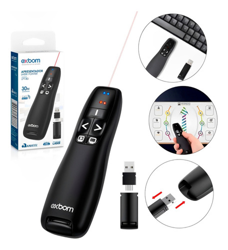 Controle Remoto Para Apresentar Passar Slides Laser 30metros